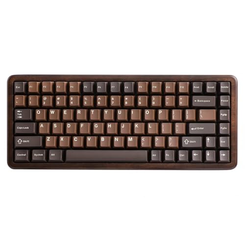 YUNZII WOOD84 Wireless Gaming Mechanical Keyboard 75% in Wood, Bluetooth/2.4G/USB-C, RGB Backlight, Tray, Hot-Swap with PBT Keys for Mac/PC, QWERTY (Candy)