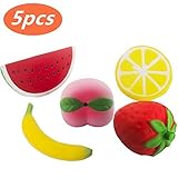HIGO TOY 5pcs Jumbo Squishies Slow Rising Strawberry Watermelon Banana Peach Lemon Fruit Squishies Kawaii Scented Charms Hand Wrist Toys