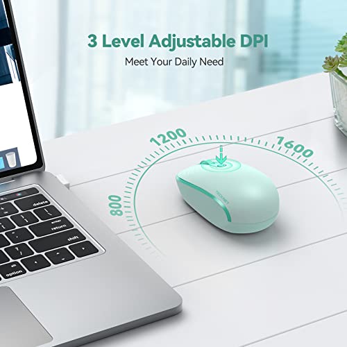 TECKNET Wireless Mouse, 2.4G Quiet Computer Mouse with USB Receiver, 4 Buttons Portable Cordless Mice for Chromebook, Laptop, PC, Mac, 800/1200/1600 DPI