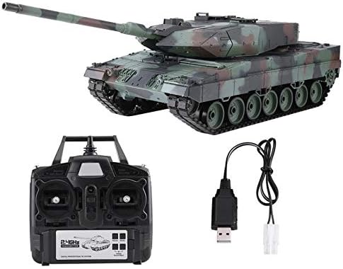 HHtoy 1/16 Scale 2.4GHz Remote Control Simulation 3889-1Crawler Truck Model Monster Leopard 2 A6 RC Tank Toy for Children and Adults Birthday Christmas