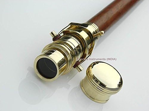 Personalized Wood Cane-Brass Telescope Walking Stick- Hidden Spy Telescope Handle