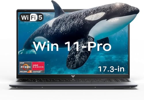 ACEMAGIC AX17PRO Laptop 17.3" FHD (1920×1080) Display, AMD Ryzen 3 4300U (up to 3.7GHz), 16GB DDR4 RAM 512GB SSD (Dual M.2 Slots up to 4TB), 62.7Wh Battery, Wi-Fi 5, Win 11 Pro–for Office & Home