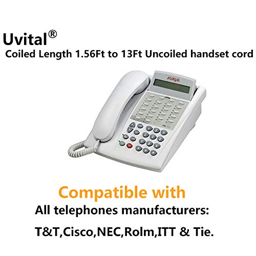 image for Telephone Phone Handset Cable Cord,Uvital Coiled Length 1.56 to 13 Fee
