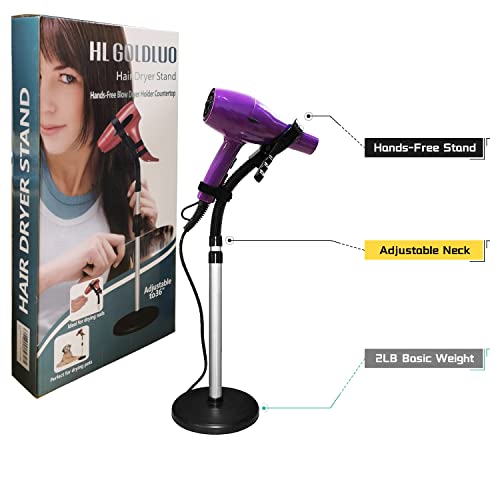 HLGOLDLUO Hair Dryer Stand, 360 Degree Rotating Lazy Hair Dryer Stand