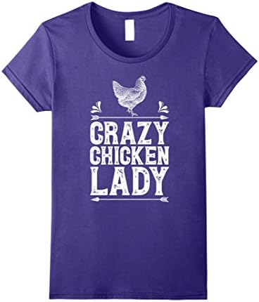 Womens Crazy Chicken Lady T Shirt Funny Farm Poultry Farmer Gifts Large Purple