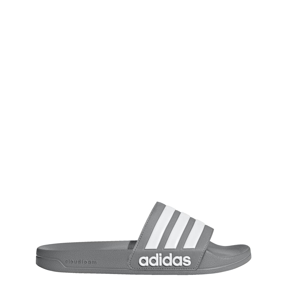 adidas Men's Adilette Shower Slides Grey/White/Grey 6