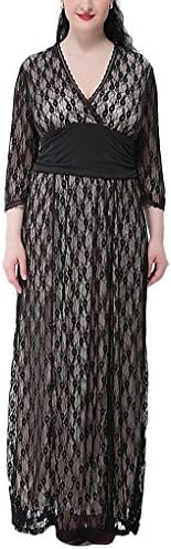 VEZEL Womens Long Sleeve Maxi Lace Evening Dresses(Cream-Coloured, 5XL)