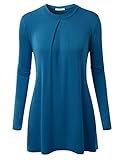 NINEXIS Women's Elegant Mock Neck Long Sleeve Pleated Drapey Tunic Top