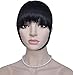 Diforbeauty Short Flat Two Side Hair Clips in Hair Bangs Fringe Hair Extensions Piece (1B# Off Black)
