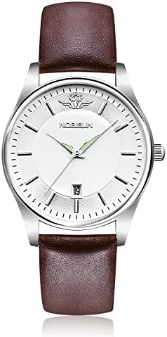 Nobisun Men's 18686WBR Analog White Dial Quartz Analog Watch with Brown Faux Leather Band Wrist watch