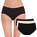 Hesta/Rael Women's Organic Cotton Period Menstrual Sanitary Protective Underwear Panties/ 3Pack (Large, 2Black1Natural)