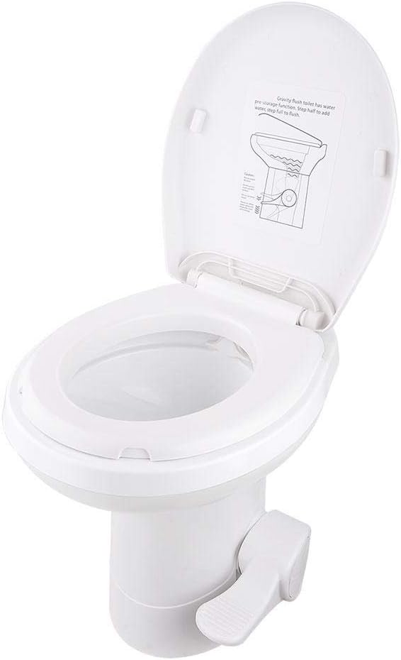 20" RV Camper Toilet Gravity Flush Toilet Foot Pedal White
