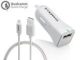 Quick Charge 2.0 Car Charger, Galaxy S7 6,Note 5 Car Charger, Shackle Ultra Fast Quick Charge 2.0 USB Car Charger for Samsung Galaxy S6/S5/S4/S3, Galaxy Tab, Note 4/3/2, Google Nexus 6 - White
