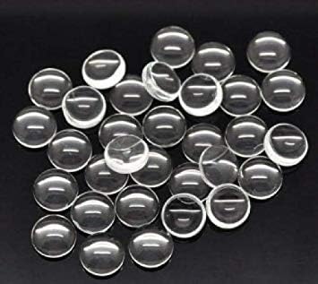 Ellami 80pcs 13mm Half Round Flat Back Clear Glass Dome Cabochons for Photo Pendant Craft Jewelry Making