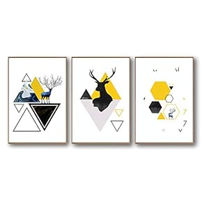 3 Piece Framed Canvas Home Artwork Decoration Abstract Mountain Canvas Wall Art for Living Room, Bedroom - 16"x24"x3 Panels