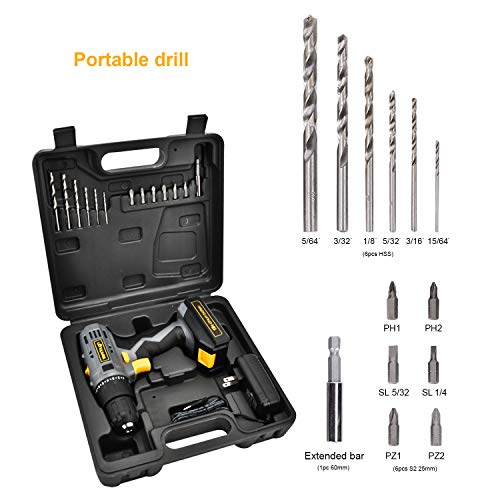 Cordless Drill Driver 2 viable Speed Powerful Screwdriver With Lion Battery And 14Pcs Accessories Uniteco D018
