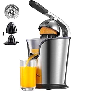 Aicok Orange Juicer Electric Powerful 160W Electric Citrus Juicers with Humanized Handle, 2 Cone Sizes,Stainless Steel Dripless Spout and Non-Slip Feet, BPA Free