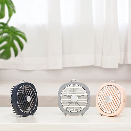 Small USB Desk Fan, Personal Desktop Table Cooling Mini Fan Powered by USB, 3 Speeds Strong Wind, LED Night Light, Detachable Fan Mask, Easy to Clean, Quiet Operation, for Home Office (Blue)