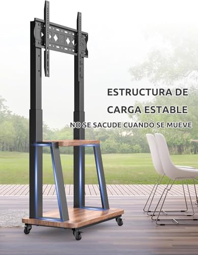 TETVIK Soporte de Piso para TV Móvil con Ruedas de 32 a 75 Pulgadas,Base para TV VESA 200x200-600x400mm,Carrito de TV para Pantalla Altura Ajustable,Soporta hasta 60 KG,Resistente y Fácil de Armar