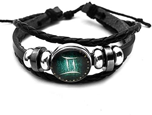 Black Zodiac 12 Constellations Personality Alloy Vintage Unisex Weave Men's Bracelet