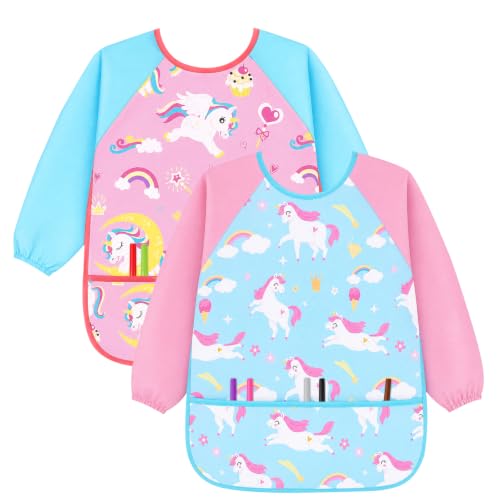 XLSXEXCL 2 Pack Kids Art Smocks, Toddler Painting Smock with 3 Pockets at Amazon