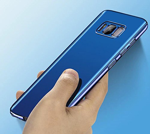 Galaxy S9 Sleek Full Body Case-Lozeguyc Plating Mirror Glass Slim Front Back Hard Case for Samsung Galaxy S9 with Tempered Glass Screen Protector 360 Degree Full Protective Shockproof--Blue