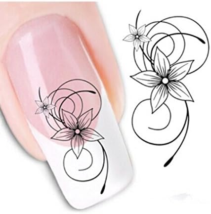 Ottery Beautiful white flowers Nail Art Stickers Decals Water Transfer Decals