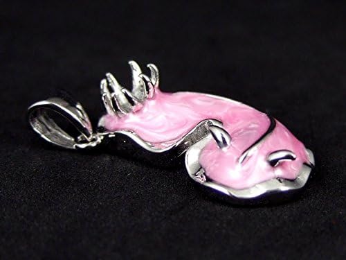 Sterling Silver Rhodium Plated Hand-painted Pink swirl Enamel 3D Nudibranch Sea slug Pendant Necklace nautical ocean marine life diver Jewelry