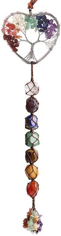 Indoor Fountains & Accessories - Fmelut Tree of Life 7 Chakra Stones Dream Catchers Healing Crystals Gifts Feng Shui Witchy Room Decor for Women Hangings for Curtain Cars