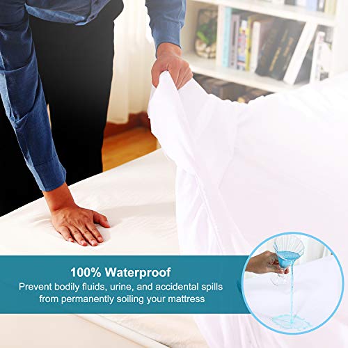 J JIMOO Queen Size Premium Waterproof Mattress Protector,Bed Cover Pad - Smooth - Breathable - Soften - Vinyl Freeï¼ˆWhite, Queen 60''x80''
