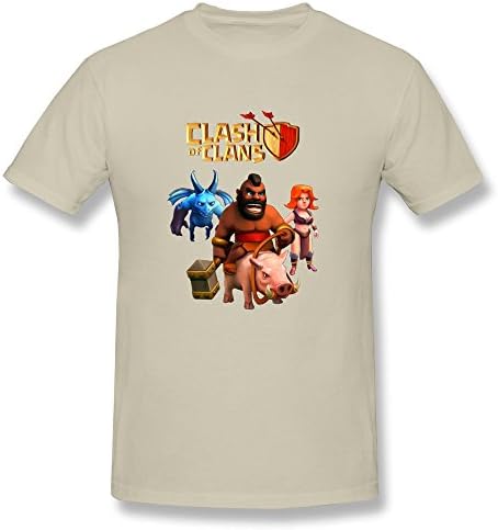 XUEJW Men's Clash Clans Valkyrie Cotton T Shirt,L,Natural