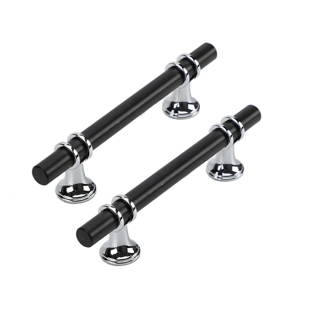 BOZONLI 2pcs Wardrobe Handles 96mm Cabinet Handles Cupboard Handles Drawer Handles Black Zinc Alloy T Bar Furniture Door Pull Handles Knobs