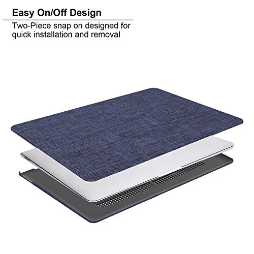 MacBook Pro 15 (2019/2018/2017/2016), JGOO Soft Touch Shell Cover(Fabric), Hard Shell Case Compatible MacBook Pro 15" A1707/A1990, Blue