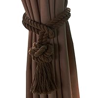 EleCharm 1Pair Coffee Hand-woven Cotton Tie Rope Curtain Holdback Knot