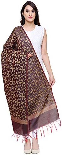 Loom Legacy Women's Banarasi Cotton Silk Chanderi Jacquard Dupatta (LH-698, Maroon, 90X250 Cms)