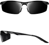 ATTCL Men's Sports Polarized Sunglasses Driver Golf Fishing Al-Mg Metal Frame 2206 Black