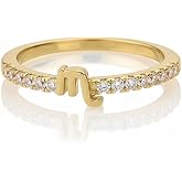 hyplora Scorpio Zodiac Ring 18k Gold Plated Adjustable Size 5-9 Cubic Zirconia Birth Sign Ring for Women