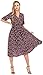 Wantdo Women's Casual Floral Dress V Neck Short Sleeve Slim Fit Long Dresses