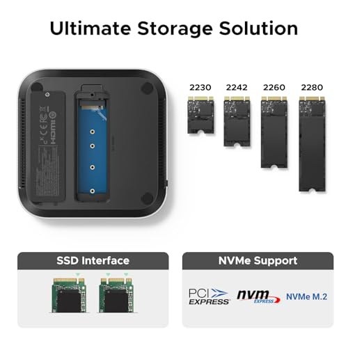 UGREEN 40Gbps Mac Mini M4 Dock with NVMe SSD Enclosure (Up to 8TB), 10-Port Hub & Stand with 5x 10Gbps USB-A/C, Up to 8K HDMI, SD/TF 4.0, 3.5mm Audio,Cooling Fan, Seamless Fit for Mac Mini M4/M4 Pro