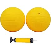 Aolowewin Spike Replacement Balls (2-Pack + Pump), Soft Rubber Deep Grooves | Works for All Roundnet Game Sets, Lawn Beach and Water Pool Recreation Ball, Volleyball and Tennis Training Ball