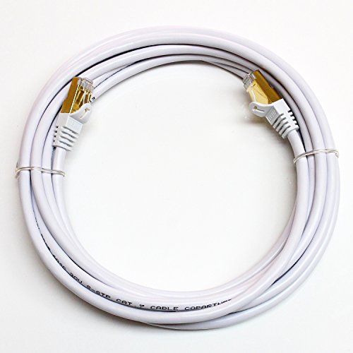 Tera Grand - Premium CAT7 Double Shielded 10 Gigabit 600MHz Ethernet Patch Cable for Modem Router LAN Network - Built with Gold Plated & Shielded RJ45 Connectors, 14 Feet White - Thumbnail 3