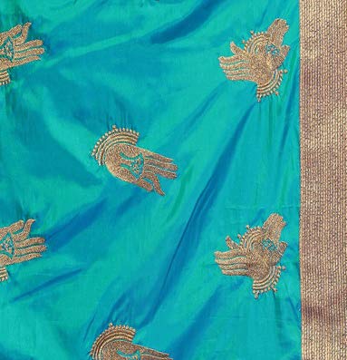 riva enterprise women's paper silk hand pattern saree (riva273_, blue)