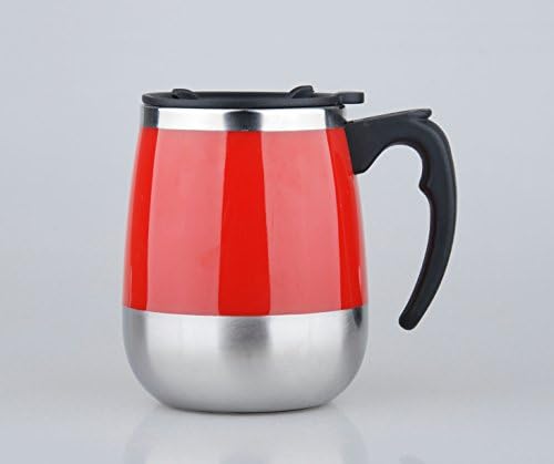 NO MORE "SELF STIRRING MUG" WORDINGS (US MARKET ONLY). NO NEED TO TELL THE WORLD THAT YOU ARE USING SELF-STIRRING MUG. DOUBLE LAYERED STAINLESS STEEL (Red Color, 450ml/15.2oz)