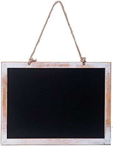 SUPERIORFE Vintage Free Standing Wooden Easel Blackboard (10.63"W X 14.17"L, Rustic Blue and White)