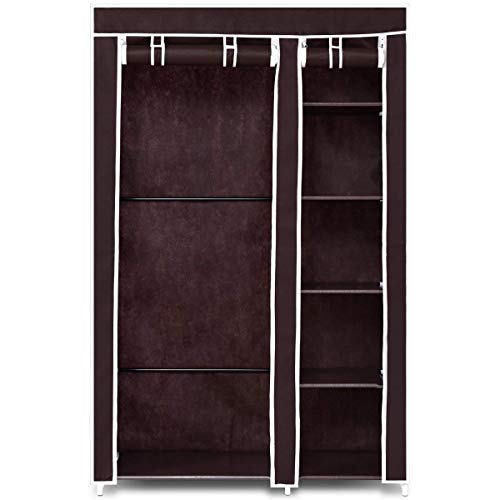 SONGMICS Clothes Closet Portable Wardrobe Storage Organizer with Shelves Claret 43", 43.3" x 17.7" x 69"