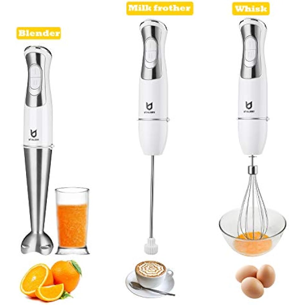 Hand Blenders Immersion Blender, 3in1 8Speed Stick With Milk Frother