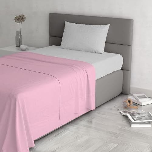 Italian Bed Linen Trendy Chic Bettwäsche-Set aus 100% Baumwolle, hergestellt in Italien, für Einzelbett, Rosa