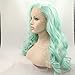 Lucyhairwig Glueless High Temperature Heat Resistant Fiber Hair Long Wavy Mint Green Synthetic Lace Front Wig for Drag Queen