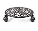 Fasmov Rose Cast Iron Plant Stand Plant Pallet Caddy Plant Pot with Heavy Duty Wheels Indoor Outdoor Planter Trolley Casters Rolling Tray Coasterthumb 3