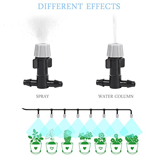 Yosooo Plastic Mist Misting Nozzle Sprinkler Tee Joints For Misting Watering Plant Flower Cooling System Home Garden Irrigation, 20pcs (60PCS)
